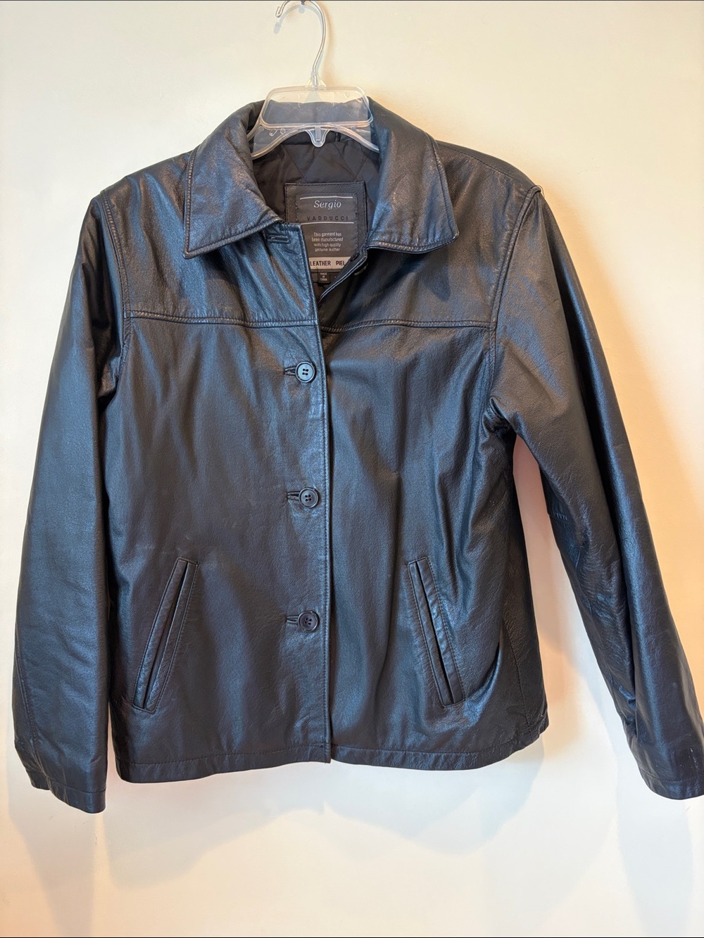 Leather Button-Front Jacket - Black